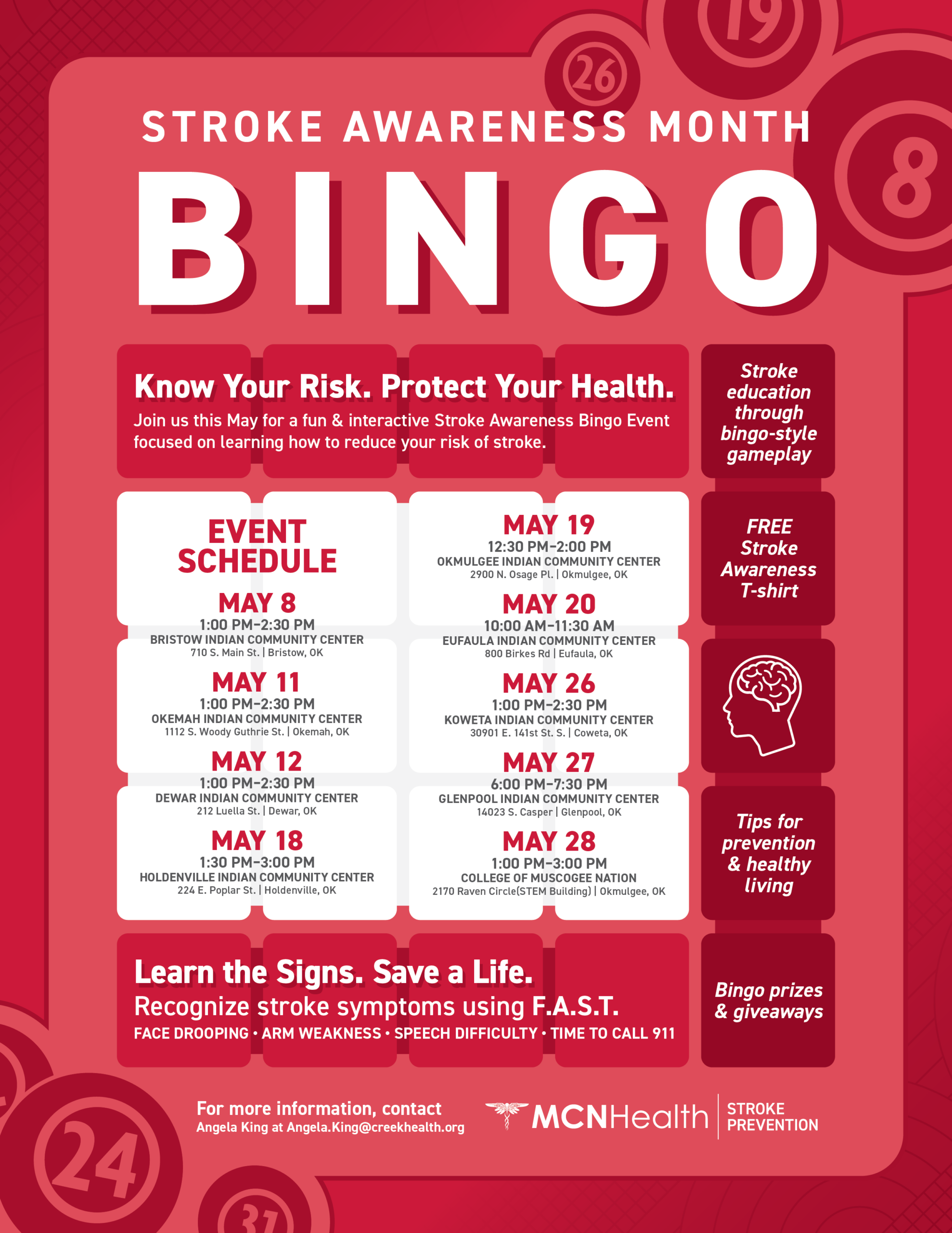 Stroke Awareness Bingo event flyer