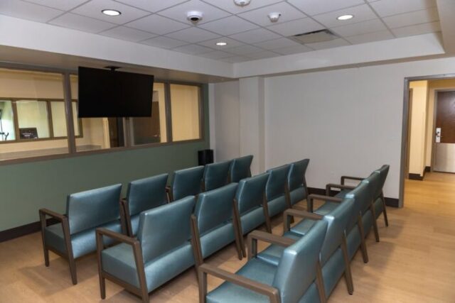 TV room inside the Muscogee Healing & Recovery Center’s residential treatment area.
