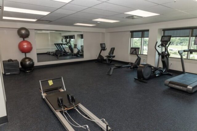The center includes on-site fitness rooms for male and female residential patients.